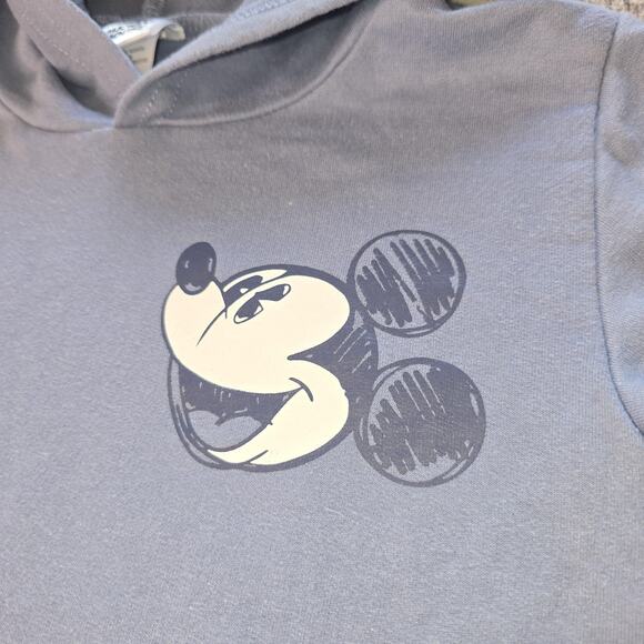 Disney Mickey Mouse Shirt Youth 4 Gray Hooded Short Sleeve Kids Pullover Tee - Picture 2 of 9